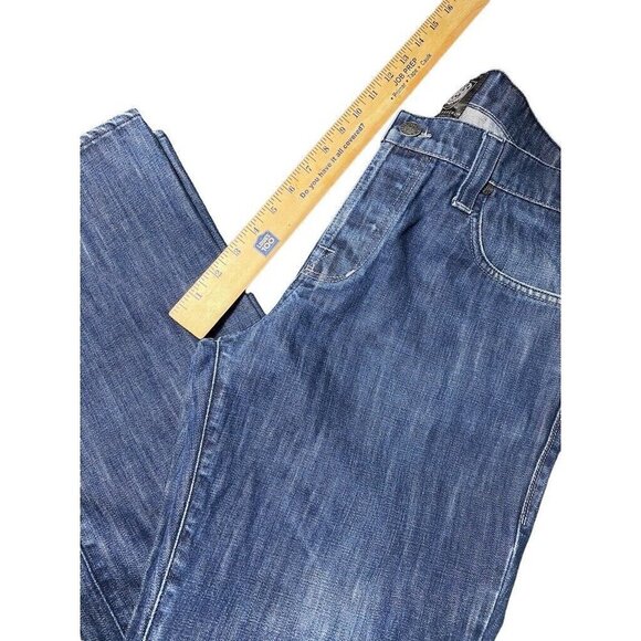 Rock and Republic Taylor Button Fly Jeans 38x28 Bootcut Blue Embroidered Wings - Picture 7 of 12